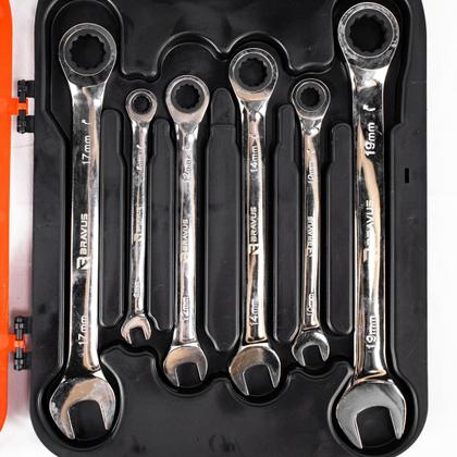 Imagem de KIT CHAVE COMBINADAS CATRACA COM 7PCS 8 a 19MM CROMO VANADIO