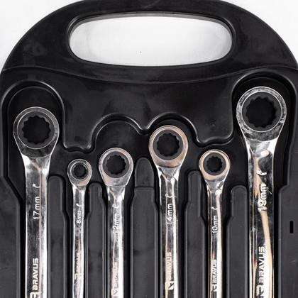 Imagem de KIT CHAVE COMBINADAS CATRACA COM 7PCS 8 a 19MM CROMO VANADIO