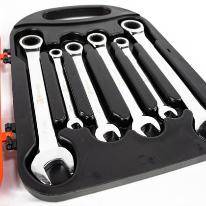 Imagem de KIT CHAVE COMBINADAS CATRACA COM 7PCS 8 a 19MM CROMO VANADIO