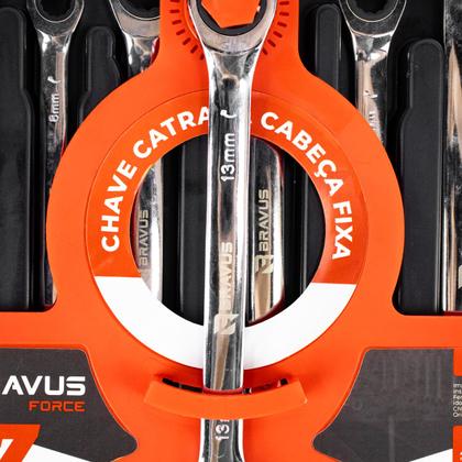 Imagem de KIT CHAVE COMBINADAS CATRACA COM 7PCS 8 a 19MM CROMO VANADIO