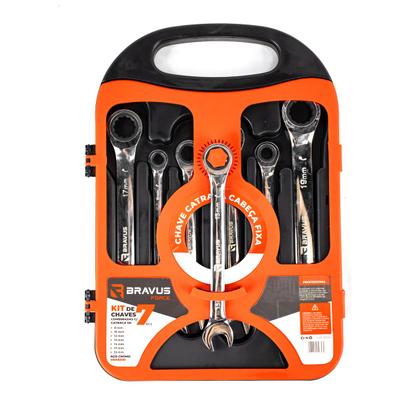 Imagem de KIT CHAVE COMBINADAS CATRACA COM 7PCS 8 a 19MM CROMO VANADIO