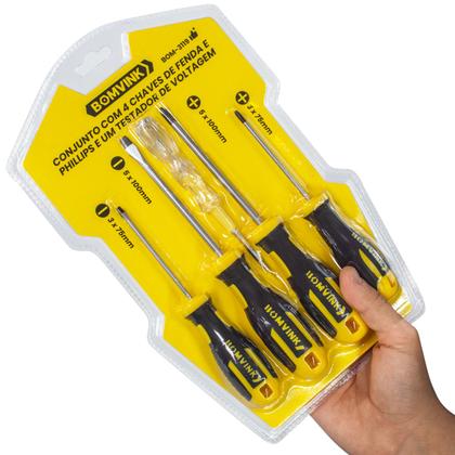 Imagem de Kit Chave De Fenda E Philips Imantada Cabo Emborrachado 5 Peças 