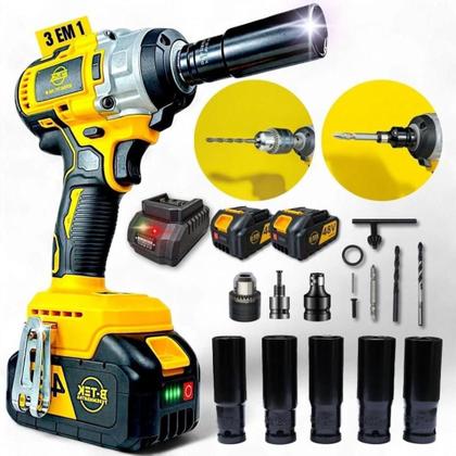 Kit Chave De Impacto Parafusadeira e Furadeira + Jogo Soquete 46pç