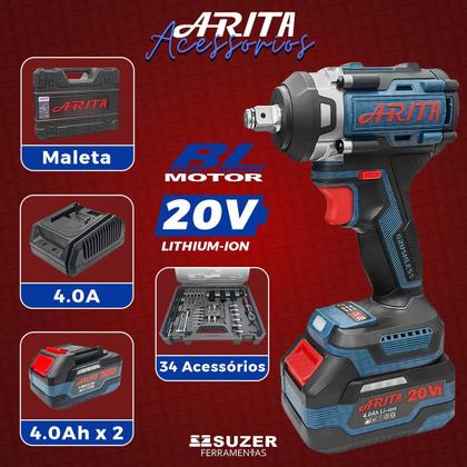 Imagem de Kit Chave De Impacto Profissional 21v 4.0ah + Soquete 35pç