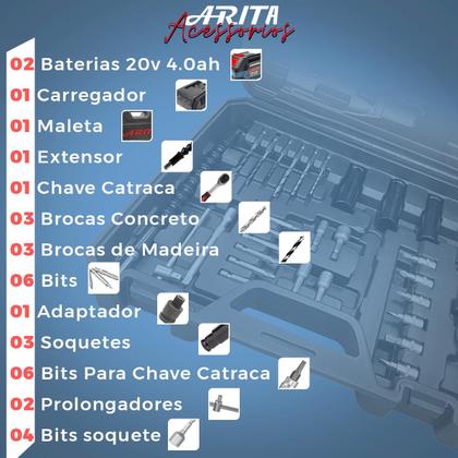 Imagem de Kit Chave De Impacto Profissional 21v 4.0ah + Soquete 35pç