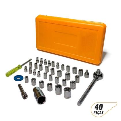 Imagem de Kit Chave Jogo Catraca Soquete 40 peças Pró Euro