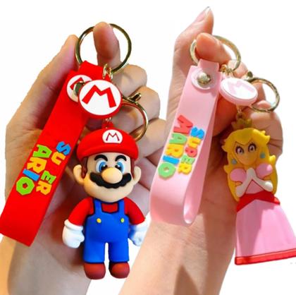 Imagem de Kit Chaveiro Mario & Princesa Personagem Coleção Chave Carro