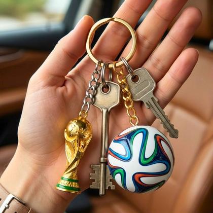 Imagem de Kit Chaveiros Bola e Taça Copa do Mundo 2026 Colecionável