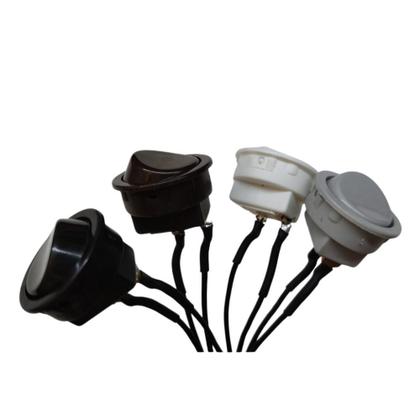 Imagem de Kit Chaves Botão Interruptor Redondo com Fio 6A para Móveis Branco