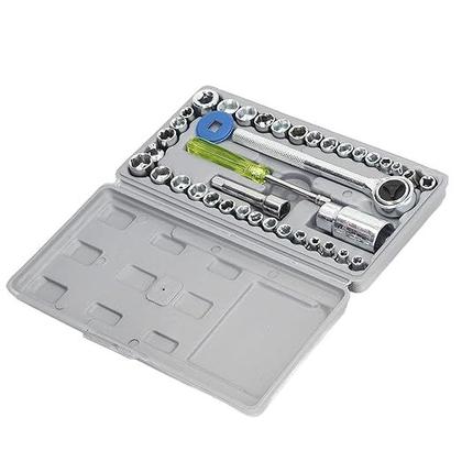 Imagem de Kit chaves catraca reversível soquetes sextavados 40 peças m