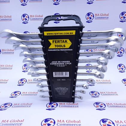 Imagem de Kit Chaves Combinada 11 Pcs ( 6,7,8,10,13,14,15,17,19,22,24M) - Fertak - 4823