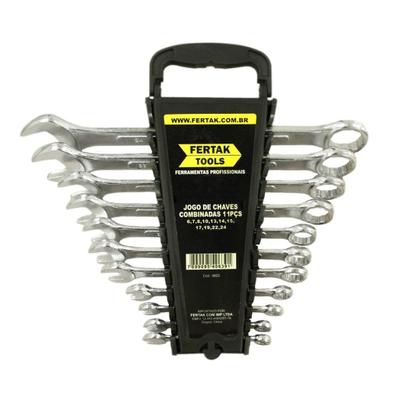 Imagem de Kit Chaves Combinada 11 Pcs ( 6,7,8,10,13,14,15,17,19,22,24M) - Fertak - 4823
