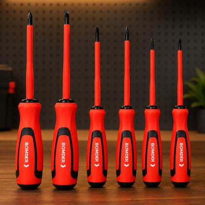 Imagem de Kit Chaves De Fenda Philips Isolada Eletricista 6 Peças Imã