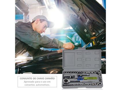 Imagem de Kit Chaves Jogo Catraca Reversível Soquetes 40 Peças Maleta