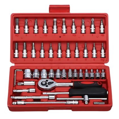 Imagem de Kit Chaves Jogo Catraca Reversível Soquetes 46 Peças