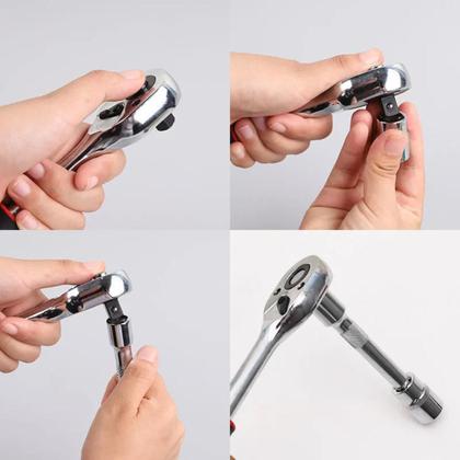 Imagem de Kit Chaves Jogo Catraca Reversível Soquetes 46 Peças Maleta Portatil Aço Cromo Vanádio