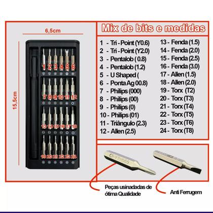 Imagem de Kit Chaves Precisão Conjunto 25 Em 1 Reparos E Manutenção