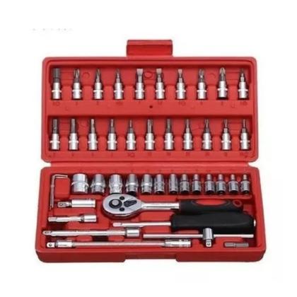 Imagem de Kit Chaves Reversível Soquetes 46 Peças + Chave Catraca 1/2