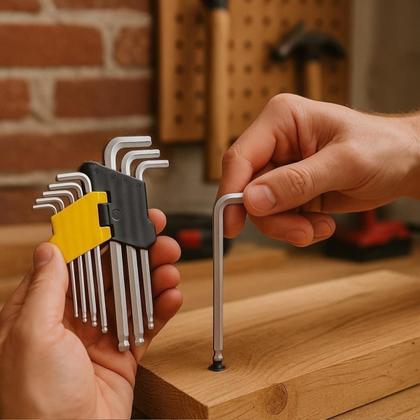 Imagem de Kit Chaves Sextavada Allen Aço Forjado Com 9 Peças Tipo L