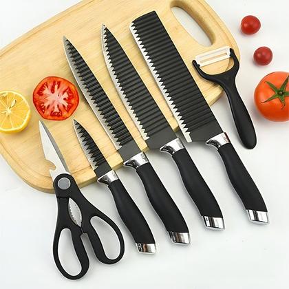 Imagem de Kit Chef Profissional 6 Peças de Facas para Carnes Legumes Tesoura e Cutelo