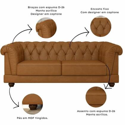 Imagem de Kit Chesterfield Sofá 2 Lug E 2 Poltronas Helena Captonê Living Luxo em Tecido Sintético