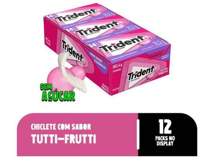 Kit Chiclete Trident Duradouro Tutti-Frutti 2 - Display com 12 Pacotes com 14 Unidades Cada 25,2g Imagem de Kit Chiclete Trident Duradouro Tutti-Frutti 2