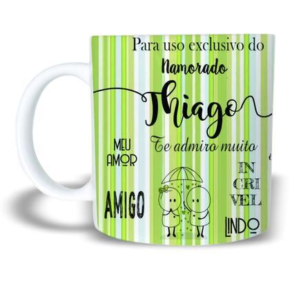 Imagem de Kit Chinelo e Caneca Dia dos Namorados Presente Masculino com Nome Personalizado Verde