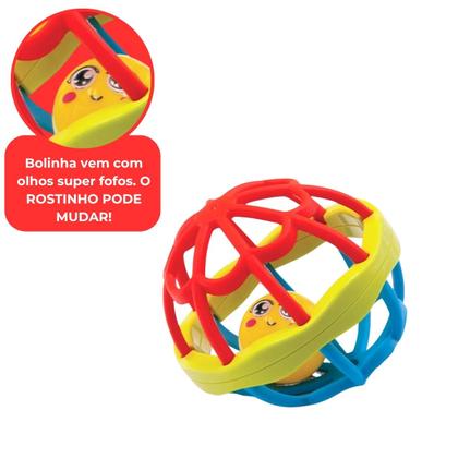 Imagem de Kit Chocalho Multissensorial 5 Em 1 Com Bola Mordedor Silicone Macia Segura Estimula Desenvolvimento Sensorial Do Bebê