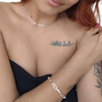 Imagem de Kit Chocker e Pulseira prata 925 correntaria Larga banhada