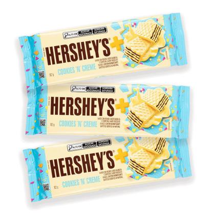 Imagem de Kit Chocolate Wafer Hersheys Cookies N Creme com 3 Pacotes de 102g