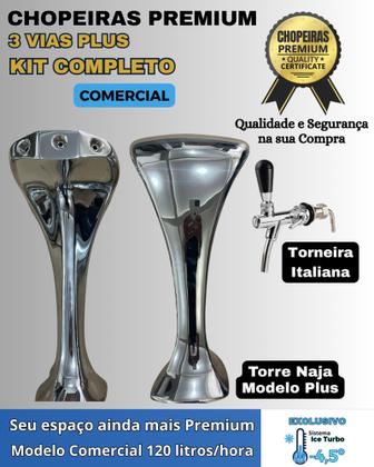 Imagem de kit Chopeira Naja Plus 3 Torneiras Italiana Comerc 120Litros/h