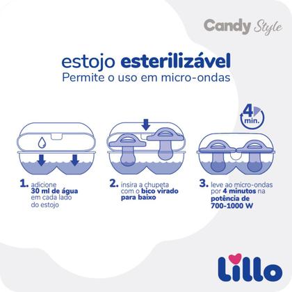 Imagem de Kit Chupetas Lillo Candy Style com Argola Bico Redondo Furos de Ventilação Cores Elegantes e Modernas +6 meses