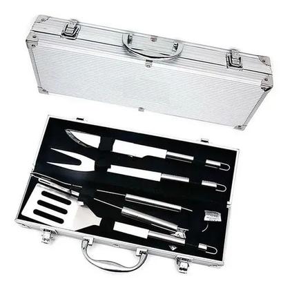 Imagem de Kit Churrasco Com 4 Peças E Maleta Em Aço Inox -