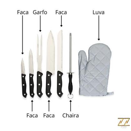 Imagem de Kit Churrasco Com Tábua de Corte 7 Peças