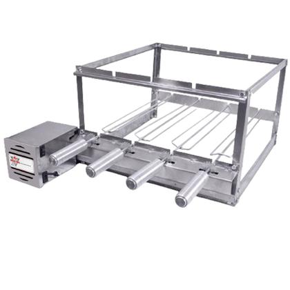 Imagem de Kit Churrasco Giratório 4 Espetos Inox Brasa Grill para Churrasqueira 55cm Bivolt