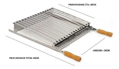 Imagem de Kit Churrasco Grelha Parrilla + Grelha Moeda em Inox Pantheon - 50X40