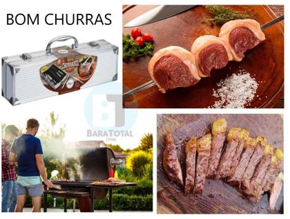 Imagem de Kit churrasco inox 3pcs com maleta - Baratotal Store