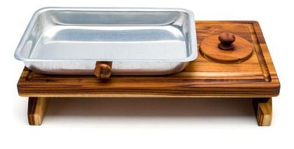 Imagem de Kit Churrasco Tabua De Carne Corte Madeira Gaveta Com Faca