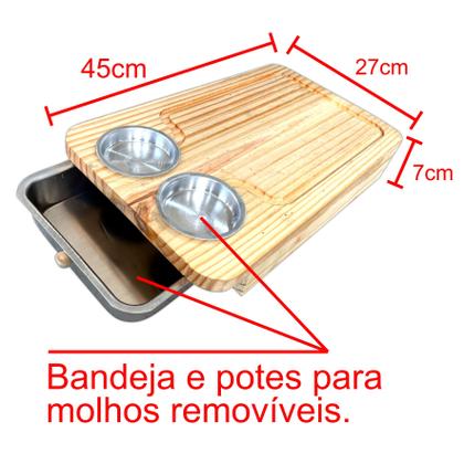Imagem de Kit Churrasco Tábua Inteligente Clara Para Churrasqueiro com Garra de Urso Pratedada