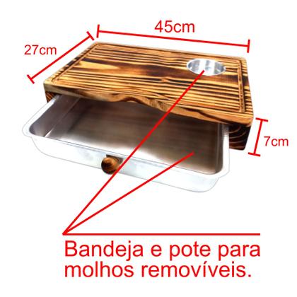 Imagem de Kit Churrasco Tábua Madeira Desenhada 1 Pote Faca Garra Urso
