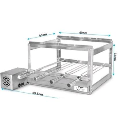 Imagem de kit Churrasqueira Gira Grill Giratória Inox, Com 4 Espetos Que Gira BIVOLT