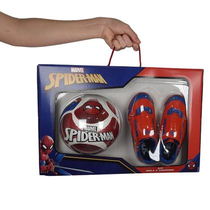 Imagem de Kit Chuteira Marvel + Bola Spider Man Infantil Vermelho