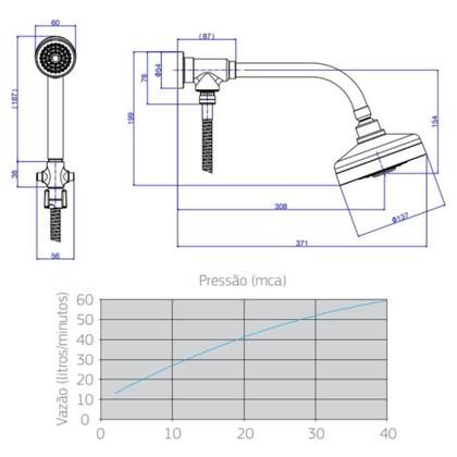 Imagem de Kit Chuveiro Acqua Plus Com Desviador Universal E Ducha Max Cromada Deca
