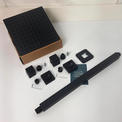 Imagem de Kit Chuveiro Ducha 20x20cm Inox Preto Cascata Teto 2 Acabamentos Para Registro Padrão Deca Docol Ducha Quadrada Chuveiro a Gás Ou Solar Quente Frio