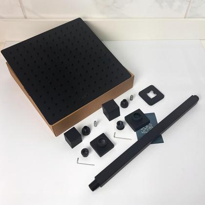 Imagem de Kit Chuveiro Ducha 30x30cm Inox Preto Cascata Teto 2 Acabamentos Para Registro Padrão Deca Docol Ducha Quadrada Chuveiro a Gás Ou Solar Quente Frio