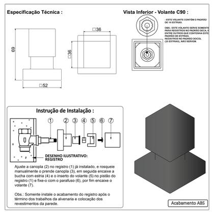 Imagem de Kit Chuveiro Ducha Quadrado Preto Fosco Luxo + 2 Acabamentos Registro Pressão Gaveta Padrão Deca ABS