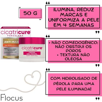 Imagem de Kit Cicatricure Porcelana Gel Creme Facial Antimarcas Pérola