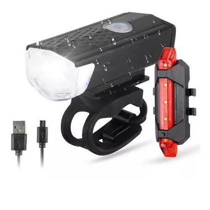 Imagem de Kit Ciclismo Bike Bicicleta Lanterna Farol Pisca Led  Usb Recarregável