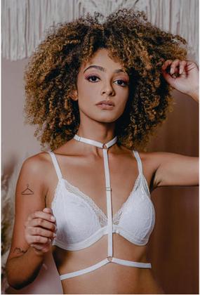 Imagem de Kit Cinta Liga + Gargantilha De Tiras Elásticas Sexy Sensual Preta