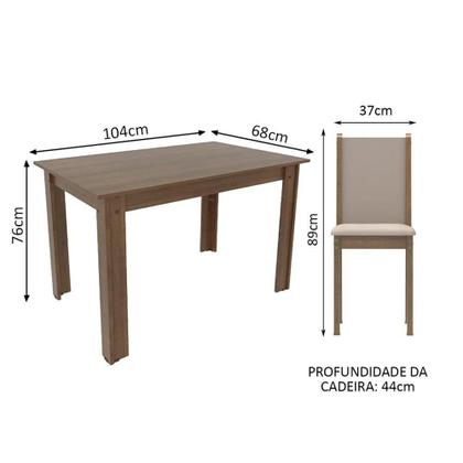 Imagem de Kit Cíntia Pérola Mesa Tampo de Madeira 4 Cadeiras Madesa